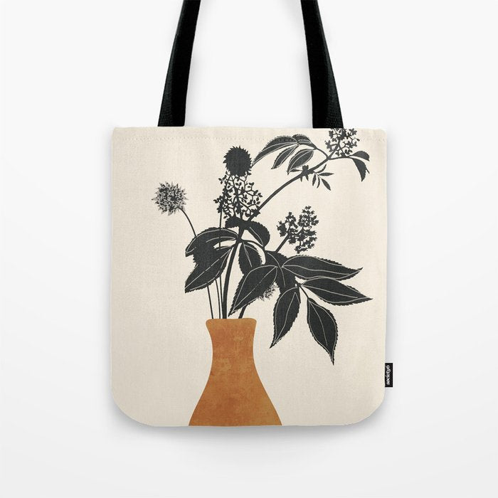 Minimal Abstract Art Vase Plant Tote Bag Gallery Image 1