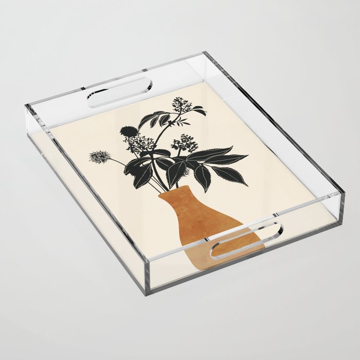 Minimal Abstract Art Vase Plant Acrylic Tray Gallery Image 1