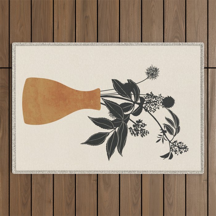 Minimal Abstract Art Vase Plant Outdoor Rug Gallery Image 1