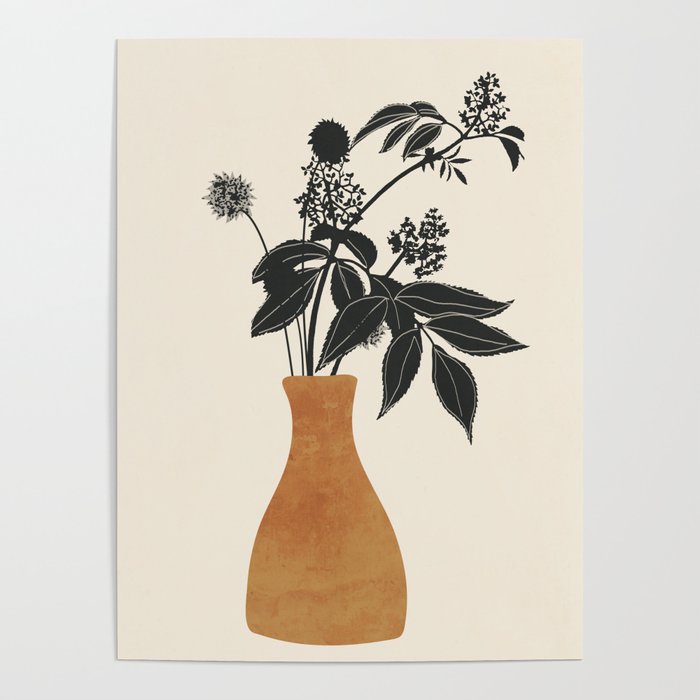 Minimal Abstract Art Vase Plant Poster Gallery Image 1