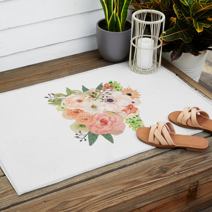 Pink bloom Outdoor Rug Gallery Image 2