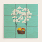 Hot cloud balloon - sun and rainbow Wood Wall Art Gallery Image 1