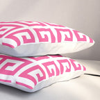 Large Pink and White Greek Key Pattern Pillow Sham Gallery Image 3