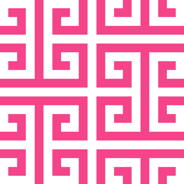 Large Pink and White Greek Key Pattern Coffee Mug Gallery Image 2