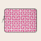 Large Pink and White Greek Key Pattern Laptop Sleeve Gallery Image 1