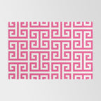 Large Pink and White Greek Key Pattern Rug Gallery Image 2