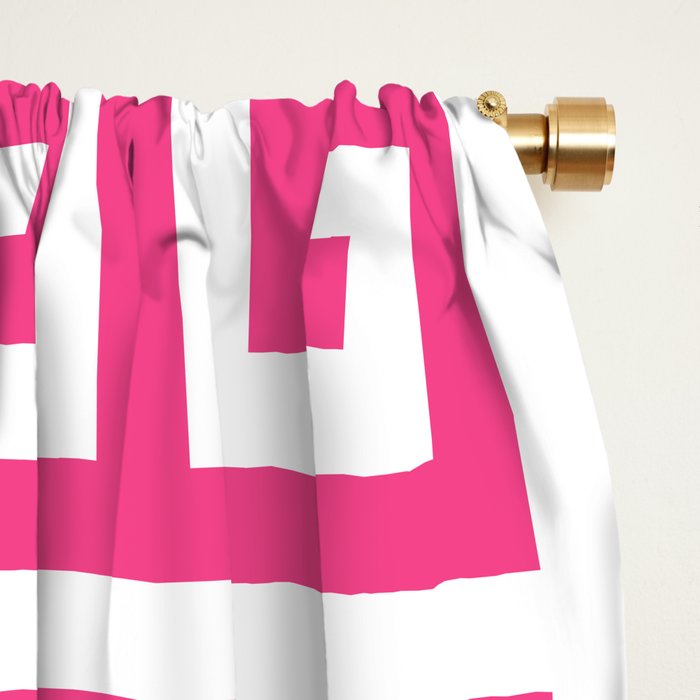 Large Pink and White Greek Key Pattern Window Curtain Gallery Image 2