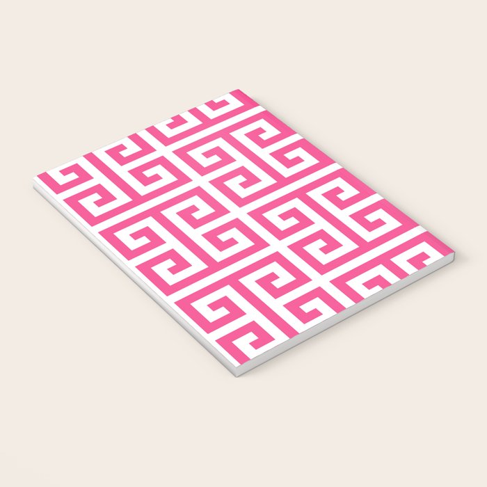 Large Pink and White Greek Key Pattern Notebook Gallery Image 3
