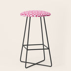 Large Pink and White Greek Key Pattern Stool Gallery Image 1