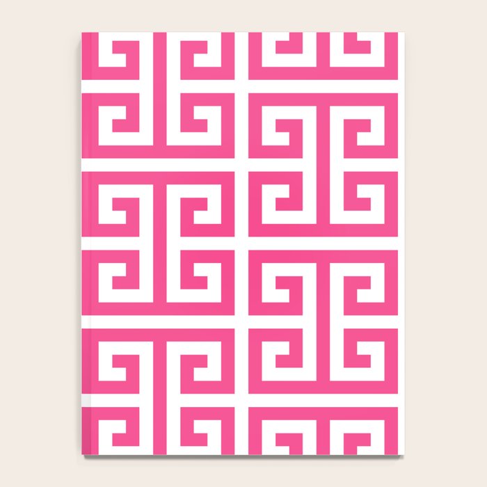 Large Pink and White Greek Key Pattern Notebook Gallery Image 4