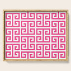 Large Pink and White Greek Key Pattern Serving Tray Gallery Image 1