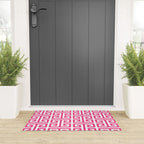 Large Pink and White Greek Key Pattern Welcome Mat Gallery Image 3