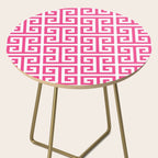 Large Pink and White Greek Key Pattern Side Table Gallery Image 2