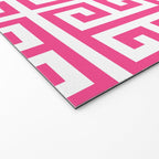 Large Pink and White Greek Key Pattern Welcome Mat Gallery Image 2