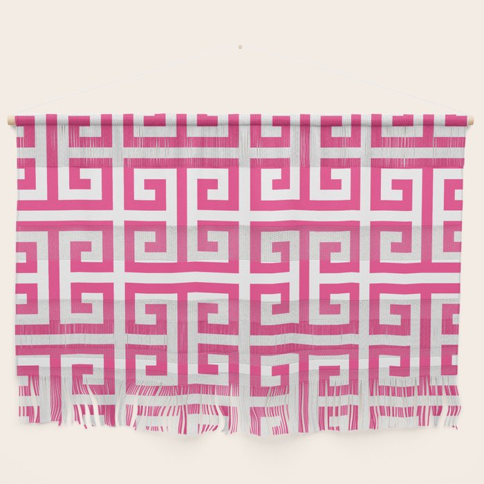 Large Pink and White Greek Key Pattern Wall Hanging Gallery Image 1