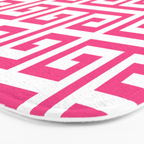 Large Pink and White Greek Key Pattern Bath Mat Gallery Image 3