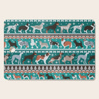 Fluffy and bright fair isle knitting doggie friends // pine and java green background brown orange white and grey dog breeds  Cutting Board Gallery Image 1