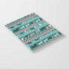 Fluffy and bright fair isle knitting doggie friends // pine and java green background brown orange white and grey dog breeds  Notebook Gallery Image 3