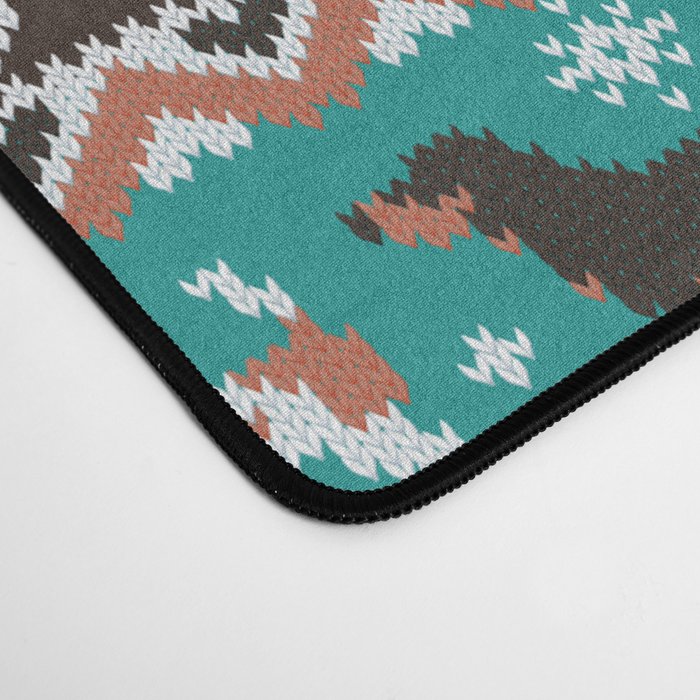 Fluffy and bright fair isle knitting doggie friends // pine and java green background brown orange white and grey dog breeds  Desk Mat Gallery Image 4