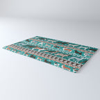 Fluffy and bright fair isle knitting doggie friends // pine and java green background brown orange white and grey dog breeds  Rug Gallery Image 3