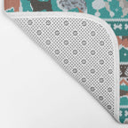 Fluffy and bright fair isle knitting doggie friends // pine and java green background brown orange white and grey dog breeds  Bath Mat Gallery Image 2