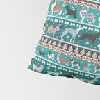 Fluffy and bright fair isle knitting doggie friends // pine and java green background brown orange white and grey dog breeds  Pillow Sham Gallery Image 4