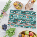 Fluffy and bright fair isle knitting doggie friends // pine and java green background brown orange white and grey dog breeds  Cutting Board Gallery Image 2