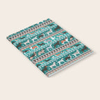 Fluffy and bright fair isle knitting doggie friends // pine and java green background brown orange white and grey dog breeds  Notebook Gallery Image 2