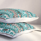 Fluffy and bright fair isle knitting doggie friends // pine and java green background brown orange white and grey dog breeds  Pillow Sham Gallery Image 3