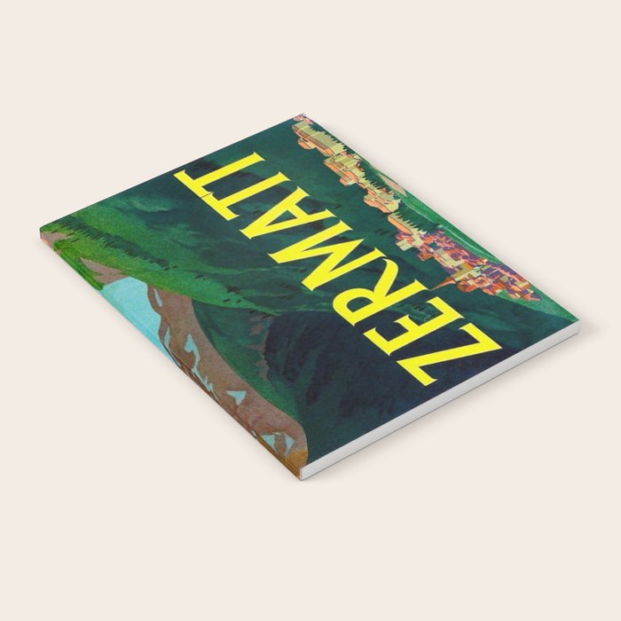 Zermatt Switzerland Vintage Mid Century Modern Travel Poster Notebook Gallery Image 2