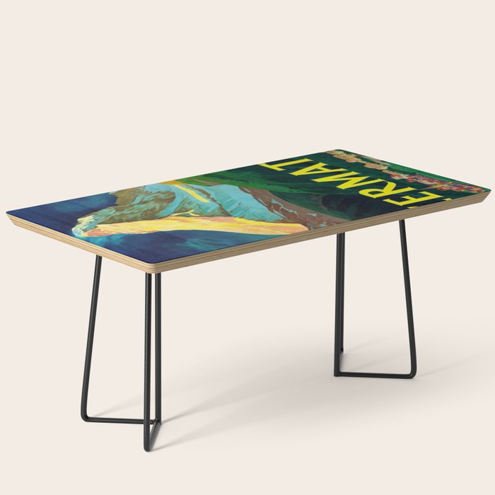 Zermatt Switzerland Vintage Mid Century Modern Travel Poster Coffee Table Gallery Image 1