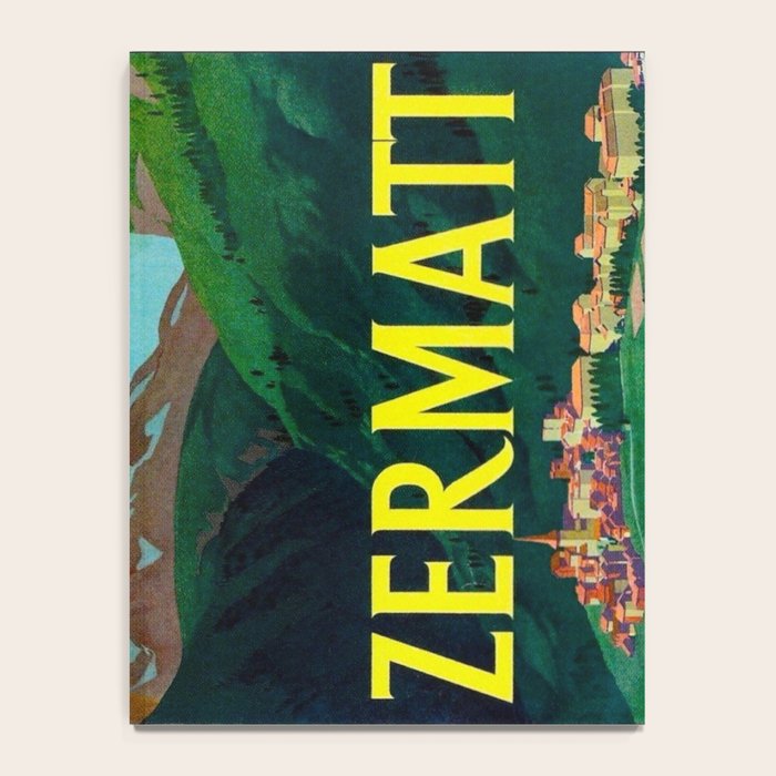Zermatt Switzerland Vintage Mid Century Modern Travel Poster Notebook Gallery Image 4