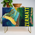 Zermatt Switzerland Vintage Mid Century Modern Travel Poster Credenza Gallery Image 1