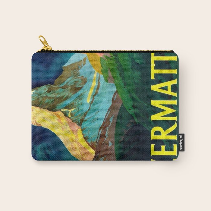 Zermatt Switzerland Vintage Mid Century Modern Travel Poster Carry All Pouch Gallery Image 1