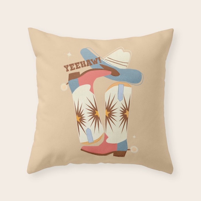 Yeehaw! Cowboy Boots Throw Pillow Gallery Image 1