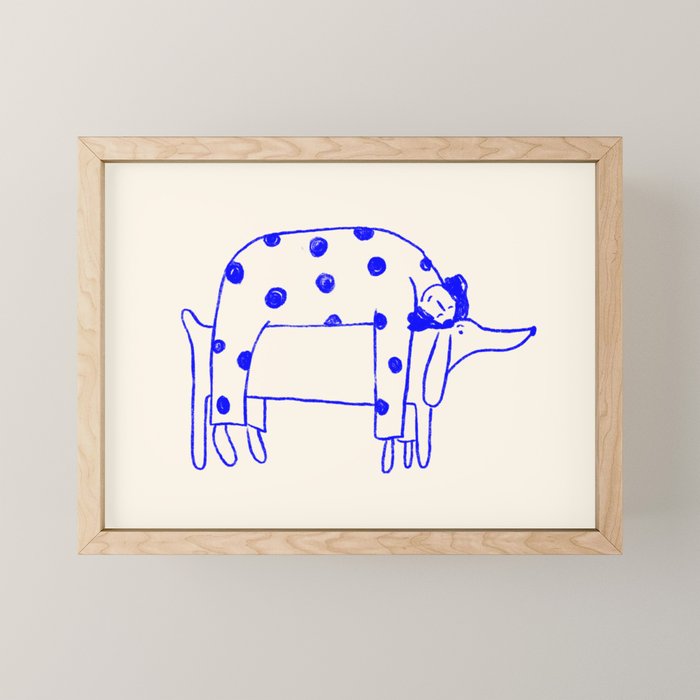 Blue Good Doggo Mini Art Print Gallery Image 1