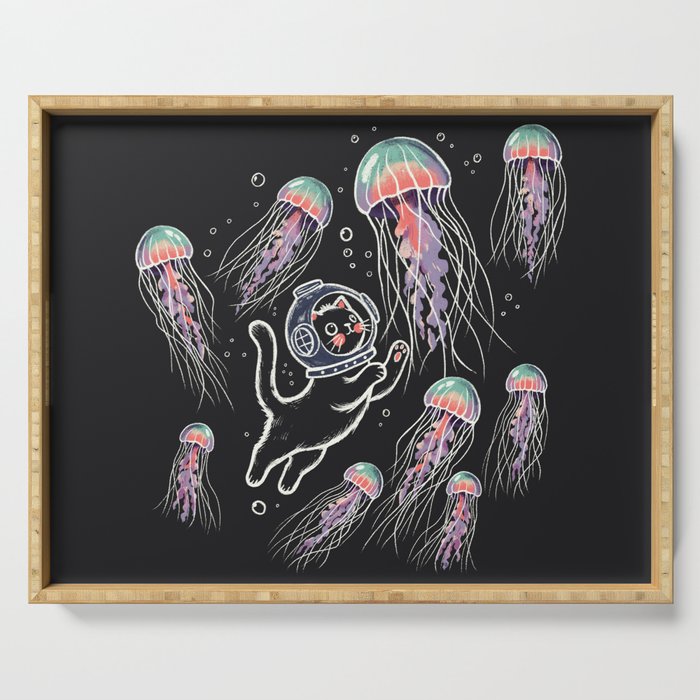 Jellyfish diver Serving Tray Gallery Image 1