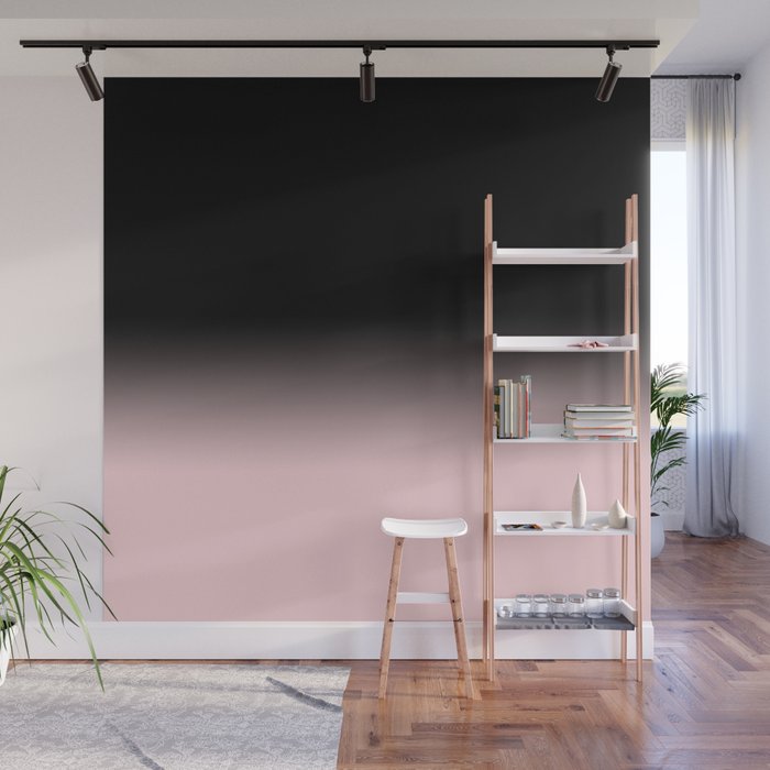 Modern abstract elegant black blush pink gradient pattern Wall Mural Gallery Image 1