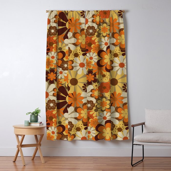 70's Floral Prints, Retro Art Window Curtain Gallery Image 5