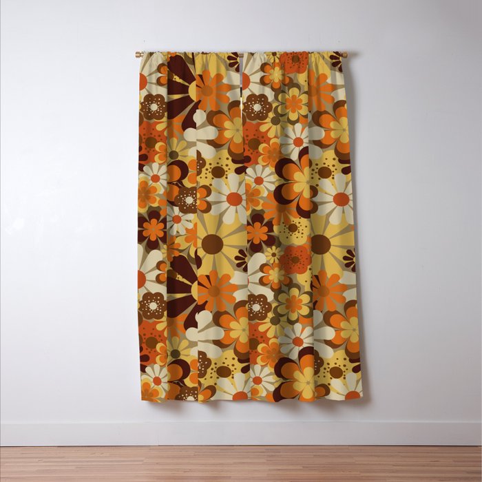 70's Floral Prints, Retro Art Window Curtain Gallery Image 3