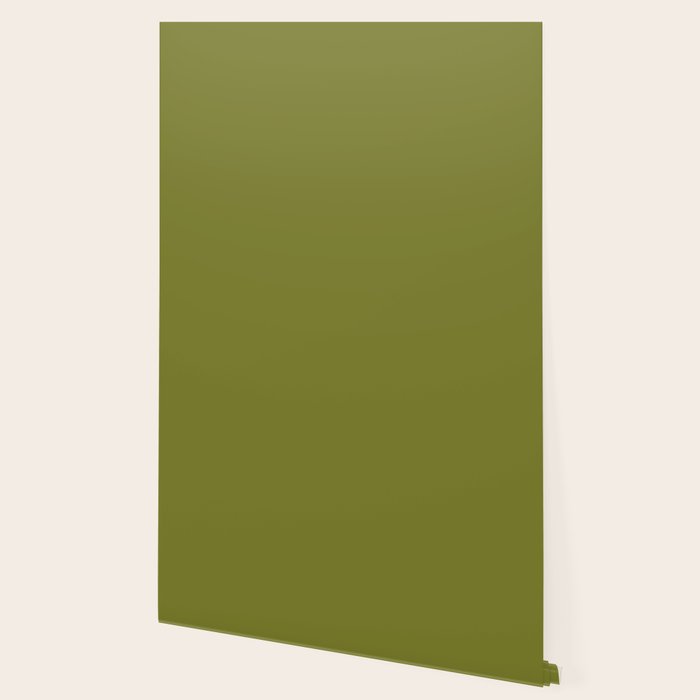 Mid Century Mod Olive Avocado Green Solid Colour  Wallpaper Gallery Image 2
