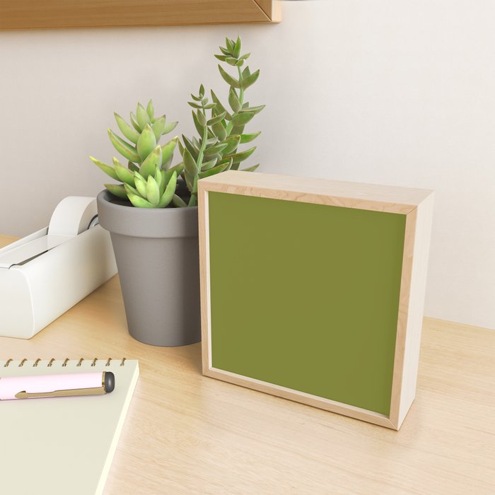 Mid Century Mod Olive Avocado Green Solid Colour  Mini Art Print Gallery Image 2
