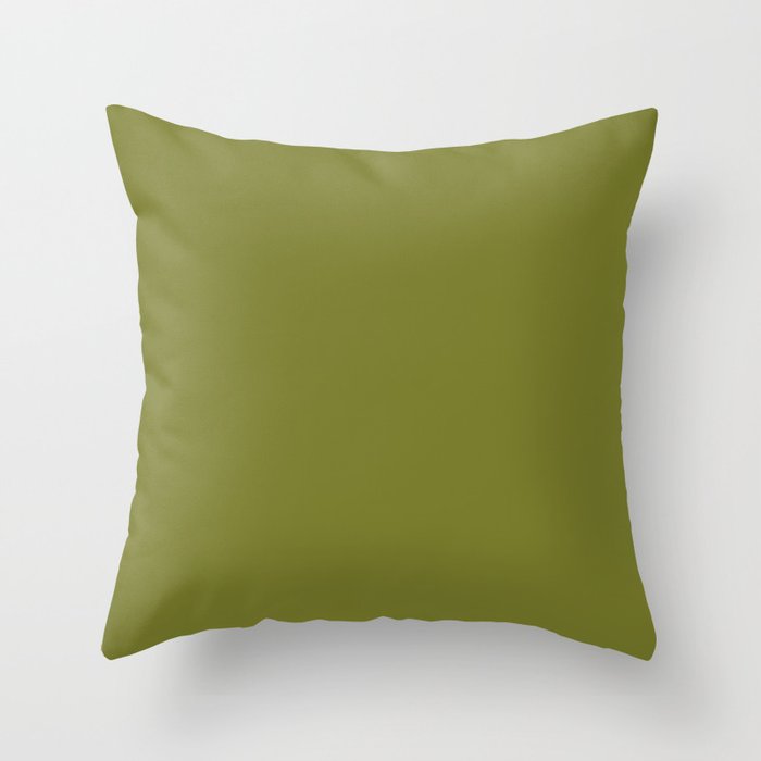 Mid Century Mod Olive Avocado Green Solid Colour  Throw Pillow Gallery Image 6