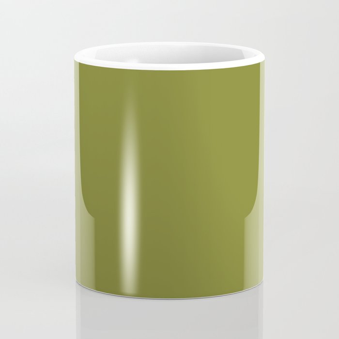 Mid Century Mod Olive Avocado Green Solid Colour  Coffee Mug Gallery Image 4