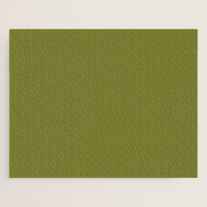 Mid Century Mod Olive Avocado Green Solid Colour  Jigsaw Puzzle Gallery Image 1