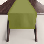 Mid Century Mod Olive Avocado Green Solid Colour  Table Runner Gallery Image 1