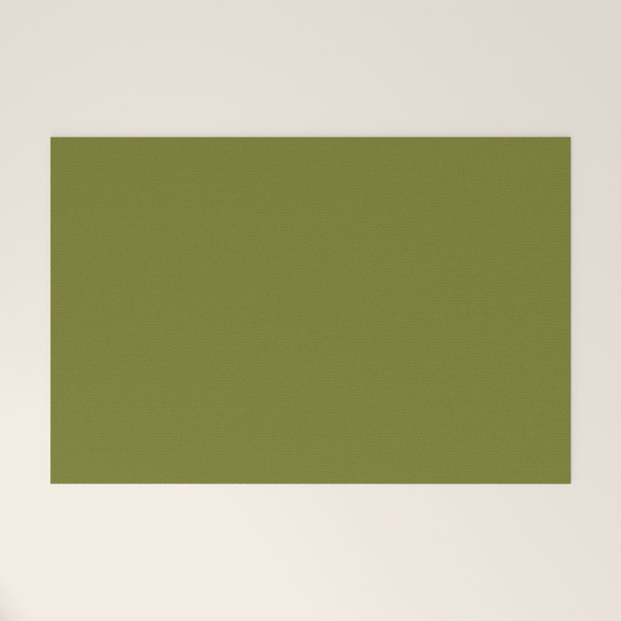 Mid Century Mod Olive Avocado Green Solid Colour  Welcome Mat Gallery Image 1