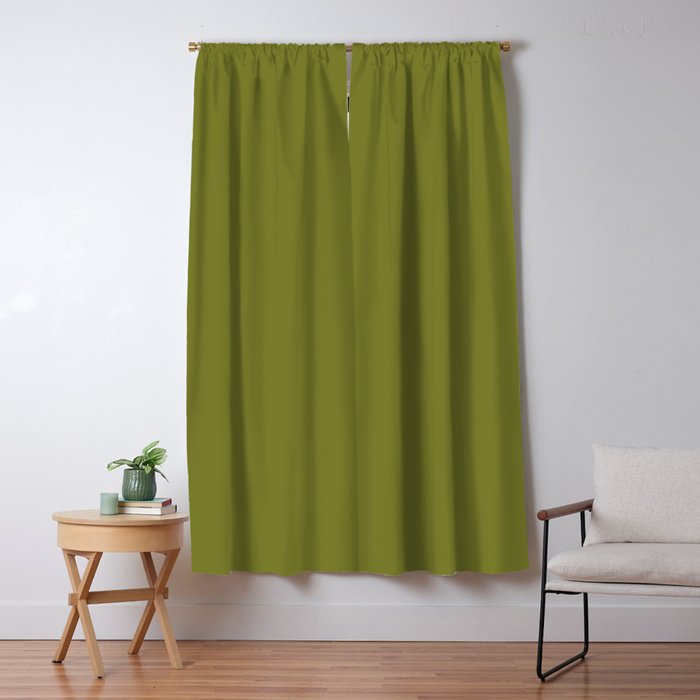 Mid Century Mod Olive Avocado Green Solid Colour  Window Curtain Gallery Image 5