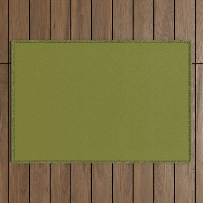 Mid Century Mod Olive Avocado Green Solid Colour  Outdoor Rug Gallery Image 1