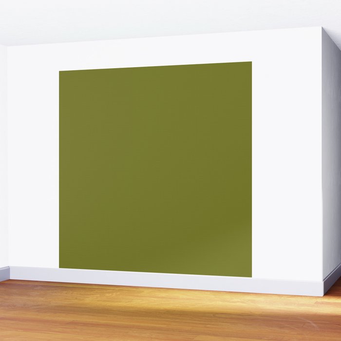 Mid Century Mod Olive Avocado Green Solid Colour  Wall Mural Gallery Image 2